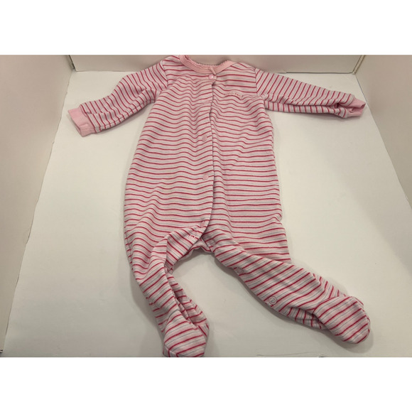 Calvin Klein Baby Girl Size 3-6 Months Pink Striped Footed Bodysuit Pajamas - Picture 1 of 7